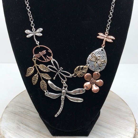 Story By Davinci Gold/Silver Dragonfly Necklace - Picture 2 of 6